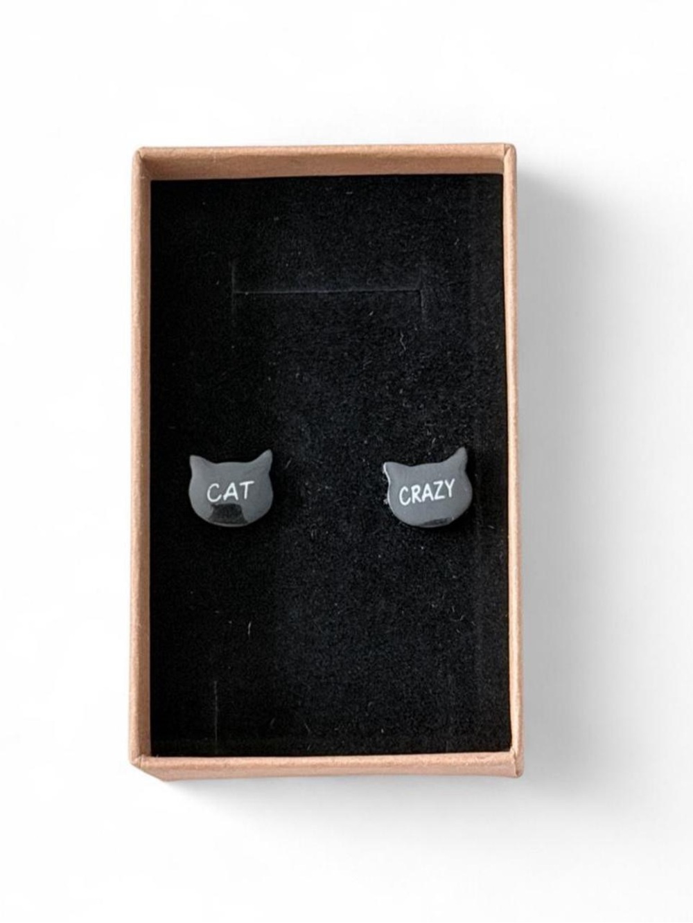 Cat Crazy Black Cat Face Stud Earrings - Pets Cat Accessory